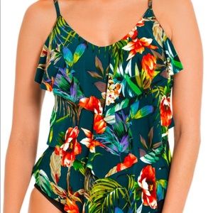 Miracle Suit Tankini Top Ruffled Rita Style size 14 EUC